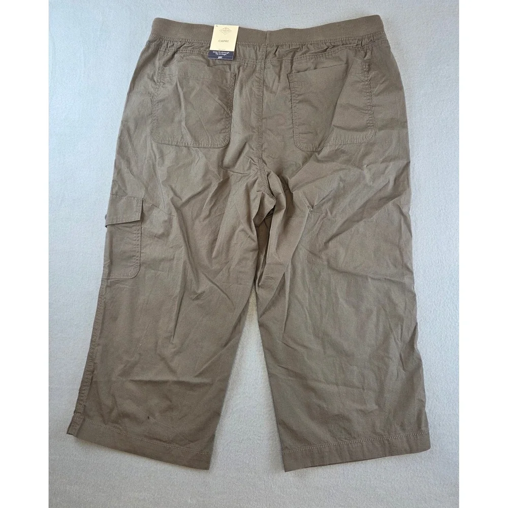 New St Johns Bay Cargo Capri Pants Mid Rise Womens XL Gorpcore Hiking Earth Tone
